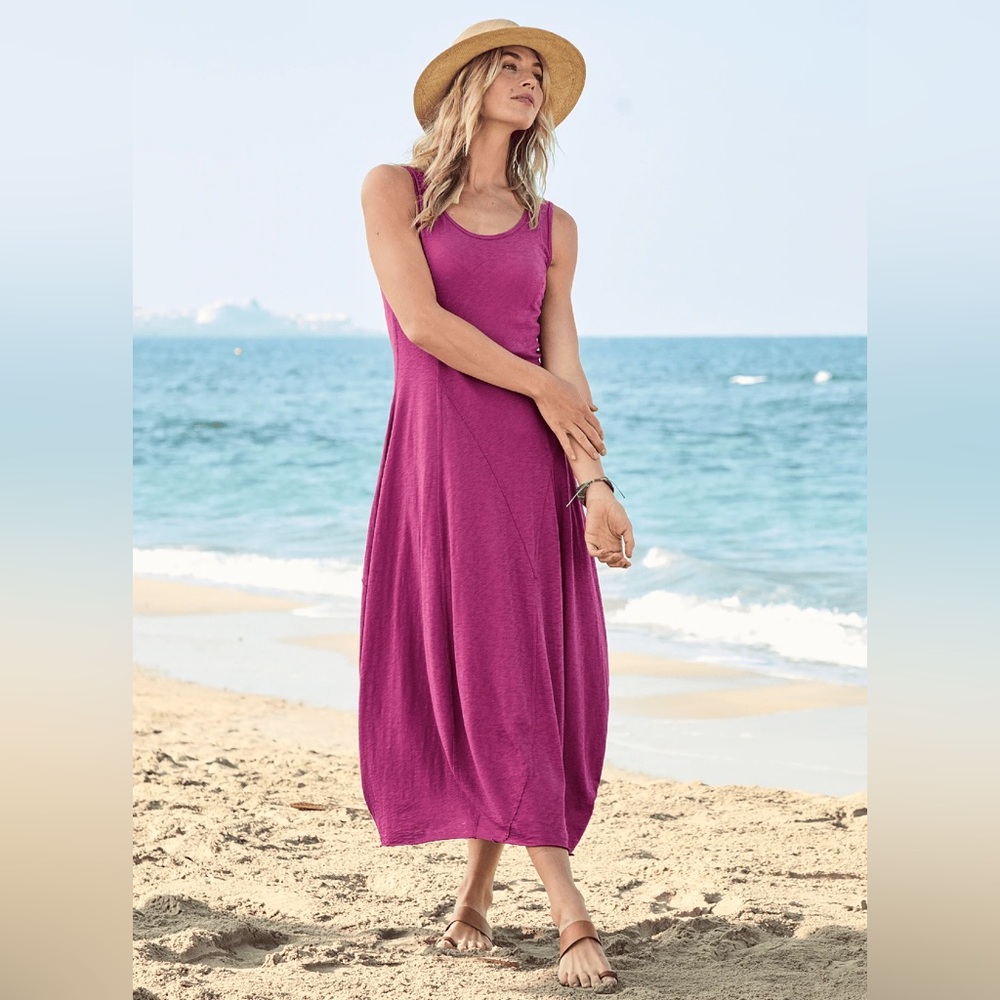 Peruvian Connection Arquitecta Cotton SlubKnit Sleeveless Maxi Dress Women Small